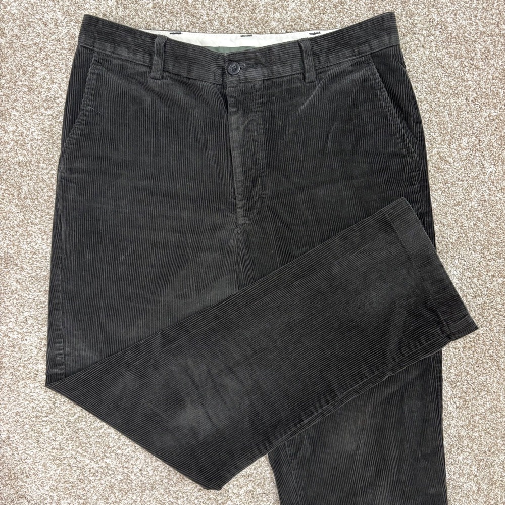 L.L. Bean Men's 33x32 Gray Corduroy Pants Classic Fit Cotton Spandex Stretch